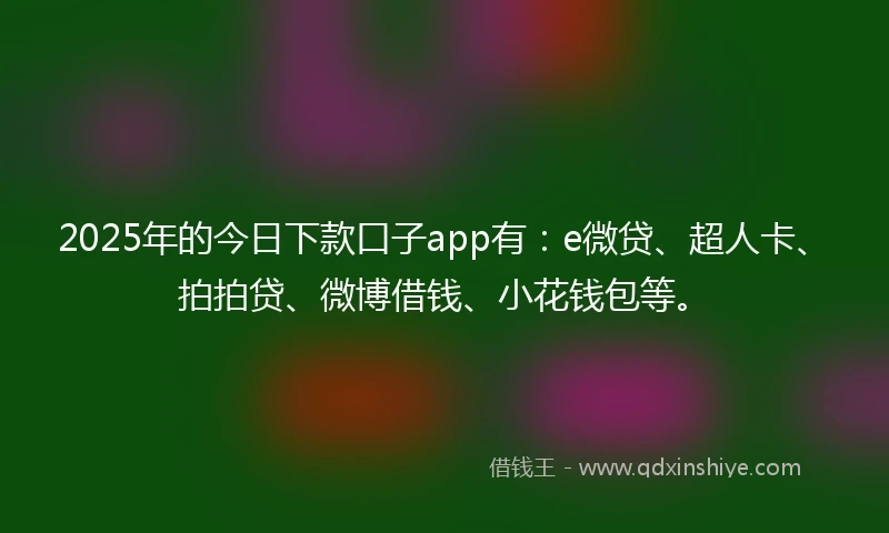 2025年的今日下款口子app有：e微贷、超人卡、拍拍贷、微博借钱、小花钱包等。