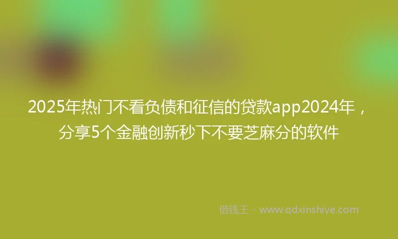 2025年热门不看负债和征信的贷款app2024年，分享5个金融创新秒下不要芝麻分的软件