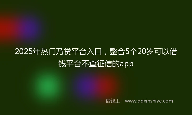 2025年热门乃贷平台入口，整合5个20岁可以借钱平台不查征信的app