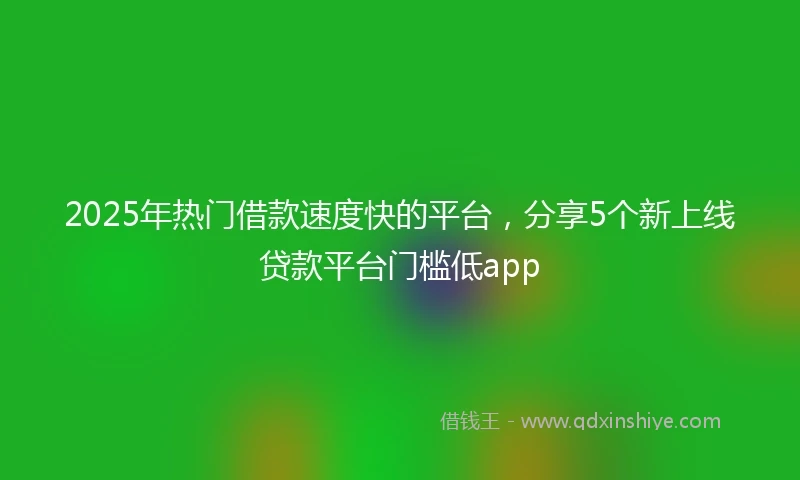 2025年热门借款速度快的平台，分享5个新上线贷款平台门槛低app
