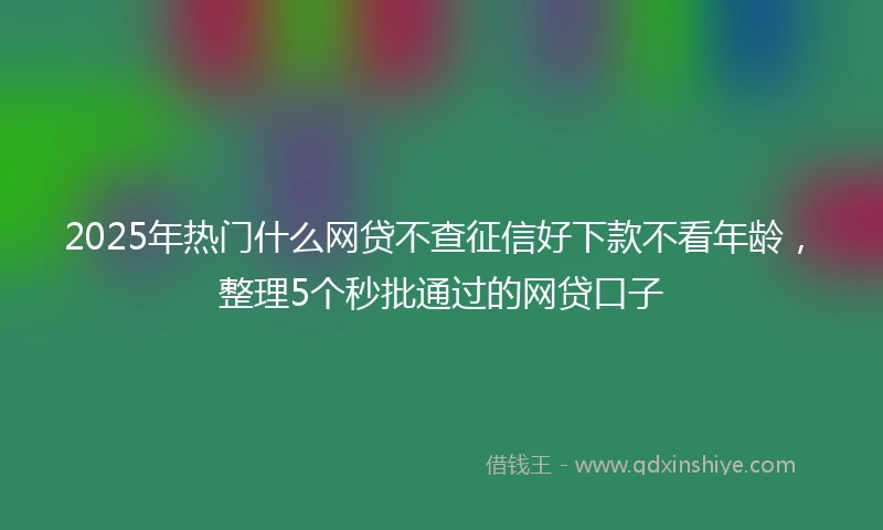 2025年热门什么网贷不查征信好下款不看年龄，整理5个秒批通过的网贷口子