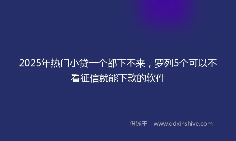 2025年热门小贷一个都下不来，罗列5个可以不看征信就能下款的软件