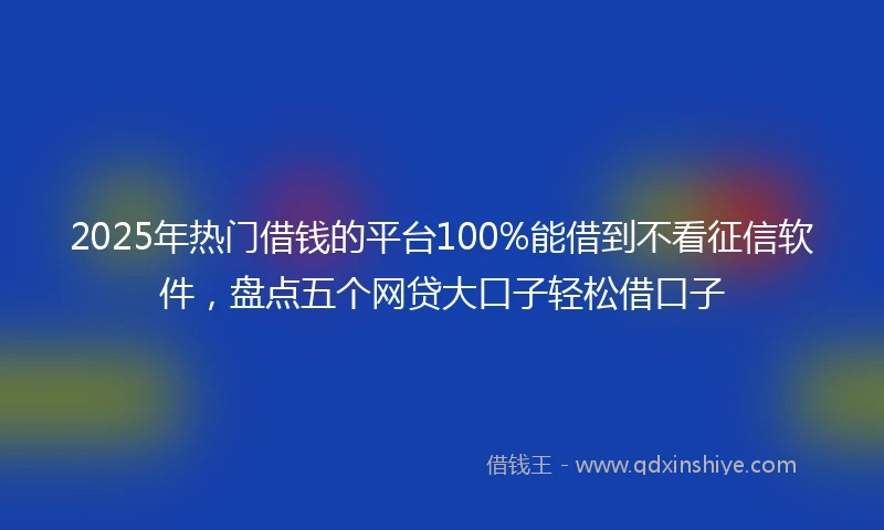 2025年热门借钱的平台100%能借到不看征信软件，盘点五个网贷大口子轻松借口子