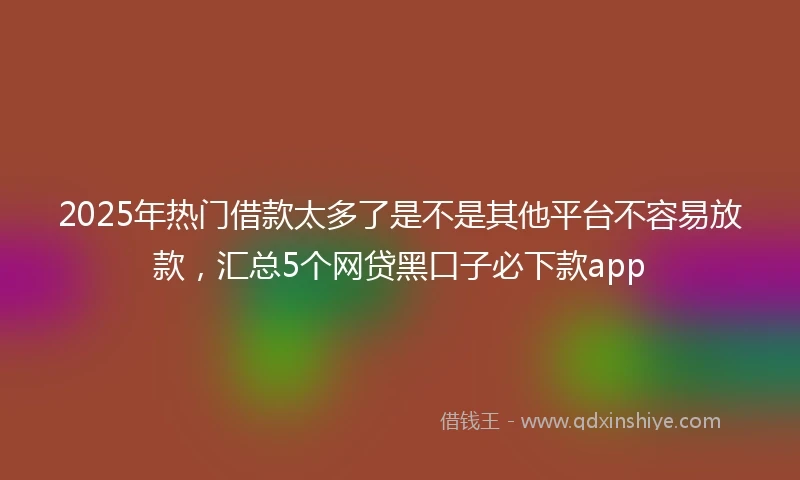 2025年热门借款太多了是不是其他平台不容易放款，汇总5个网贷黑口子必下款app