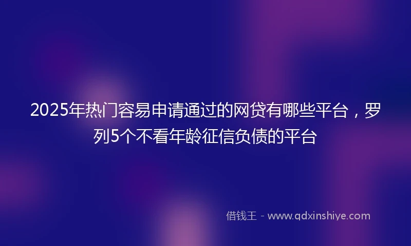 2025年热门容易申请通过的网贷有哪些平台，罗列5个不看年龄征信负债的平台