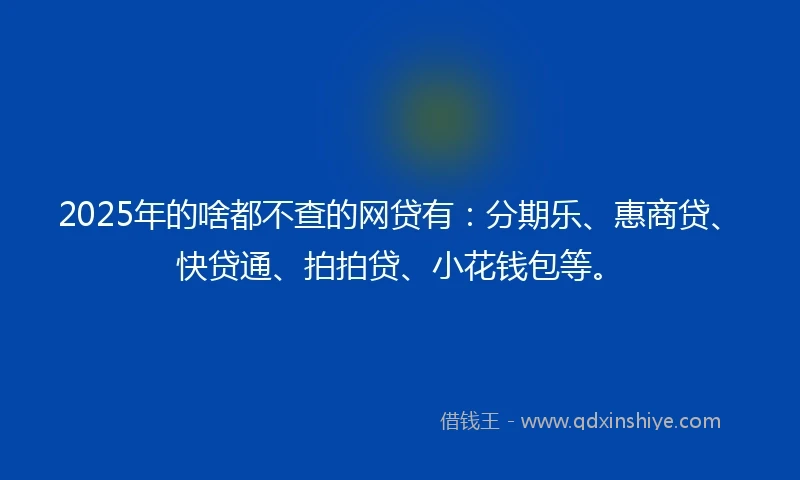 2025年的啥都不查的网贷有：分期乐、惠商贷、快贷通、拍拍贷、小花钱包等。