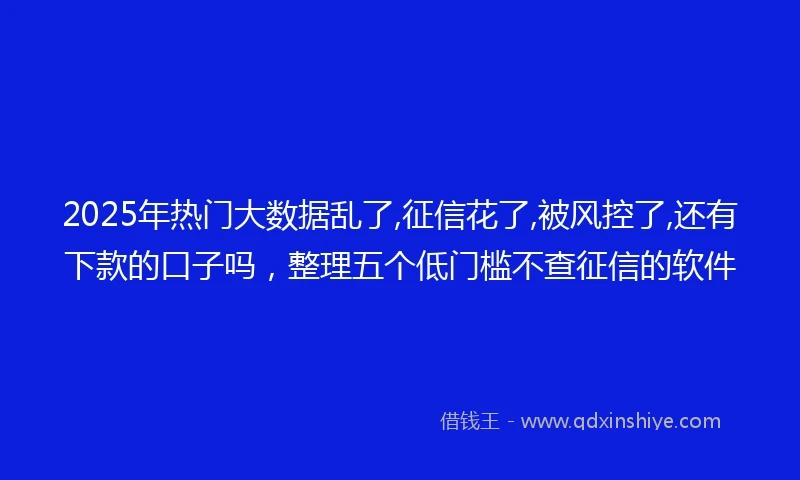 2025年热门大数据乱了,征信花了,被风控了,还有下款的口子吗，整理五个低门槛不查征信的软件