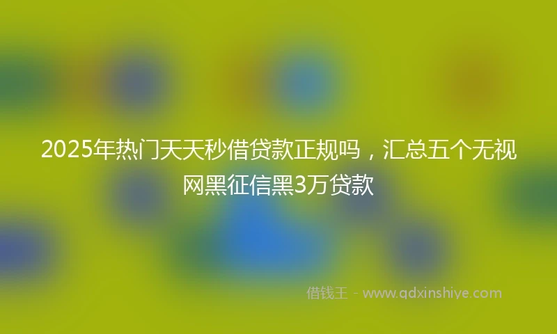 2025年热门天天秒借贷款正规吗，汇总五个无视网黑征信黑3万贷款