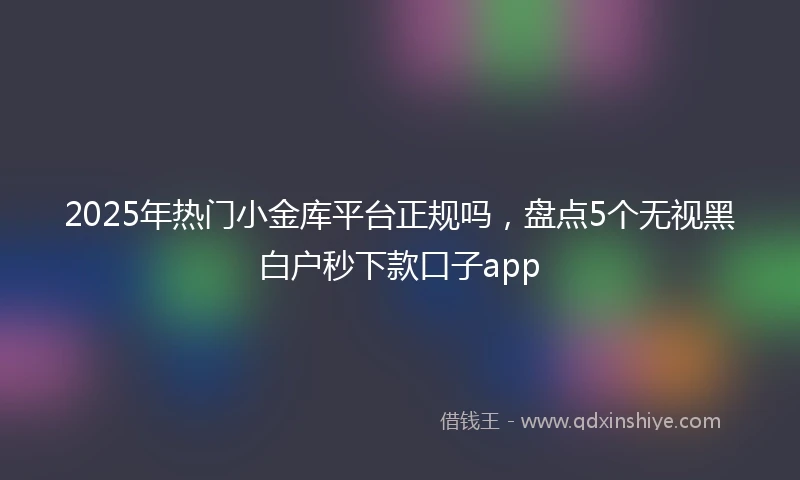 2025年热门小金库平台正规吗，盘点5个无视黑白户秒下款口子app