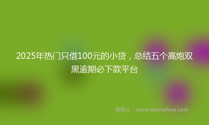 2025年热门只借100元的小贷，总结五个高炮双黑逾期必下款平台