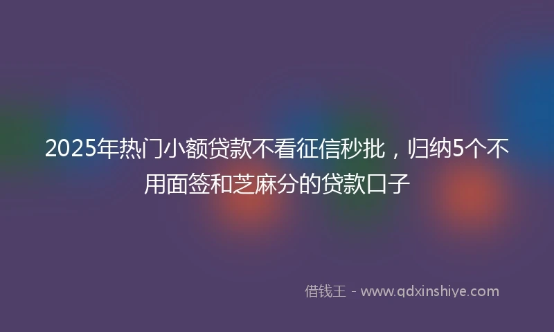 2025年热门小额贷款不看征信秒批，归纳5个不用面签和芝麻分的贷款口子