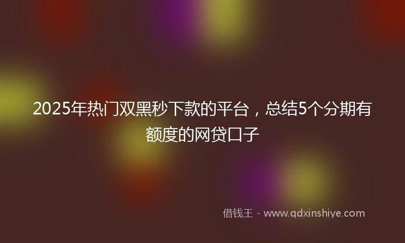 2025年热门双黑秒下款的平台，总结5个分期有额度的网贷口子