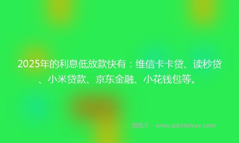 2025年的利息低放款快有：维信卡卡贷、读秒贷、小米贷款、京东金融、小花钱包等。