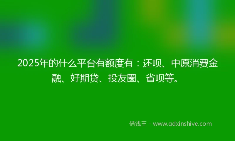 2025年的什么平台有额度有：还呗、中原消费金融、好期贷、投友圈、省呗等。