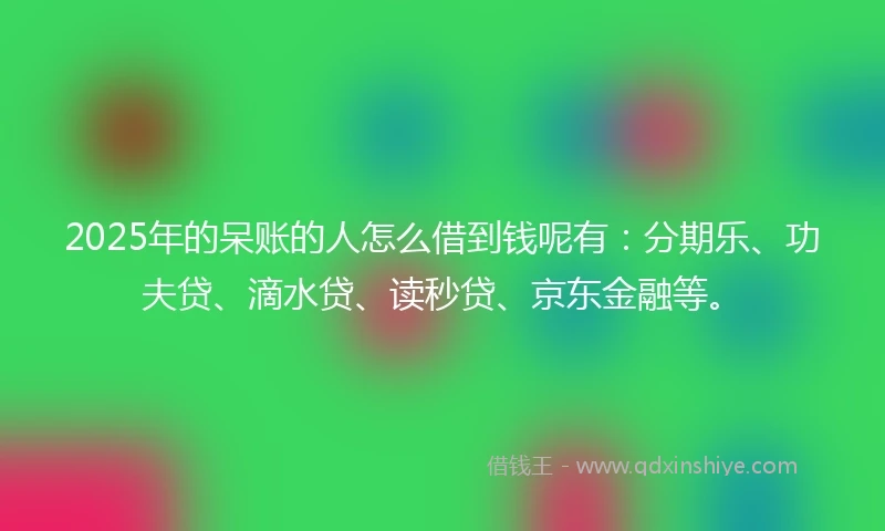 2025年的呆账的人怎么借到钱呢有：分期乐、功夫贷、滴水贷、读秒贷、京东金融等。