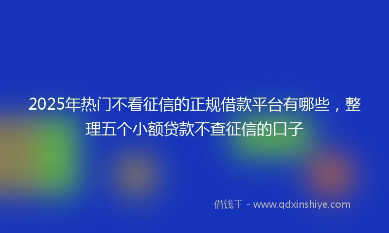 2025年热门不看征信的正规借款平台有哪些，整理五个小额贷款不查征信的口子