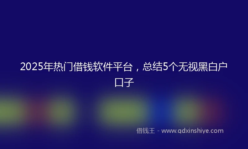 2025年热门借钱软件平台，总结5个无视黑白户口子