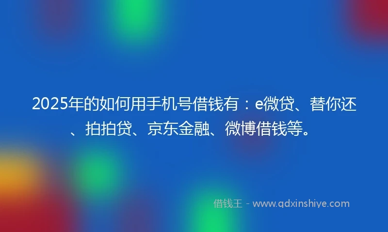 2025年的如何用手机号借钱有：e微贷、替你还、拍拍贷、京东金融、微博借钱等。