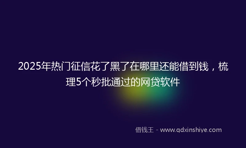 2025年热门征信花了黑了在哪里还能借到钱，梳理5个秒批通过的网贷软件