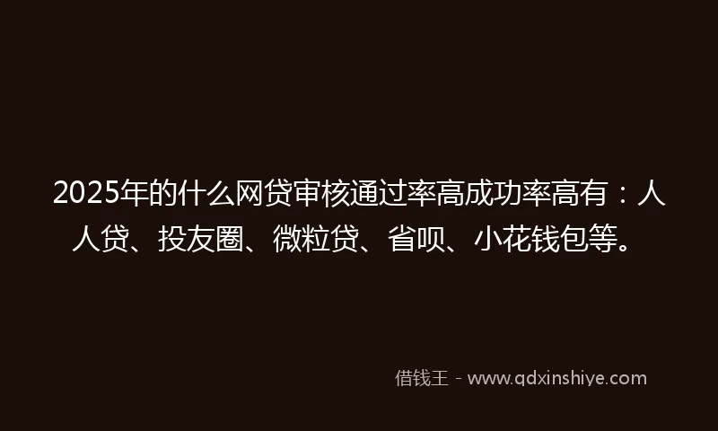 2025年的什么网贷审核通过率高成功率高有：人人贷、投友圈、微粒贷、省呗、小花钱包等。