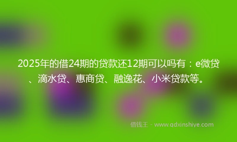 2025年的借24期的贷款还12期可以吗有：e微贷、滴水贷、惠商贷、融逸花、小米贷款等。