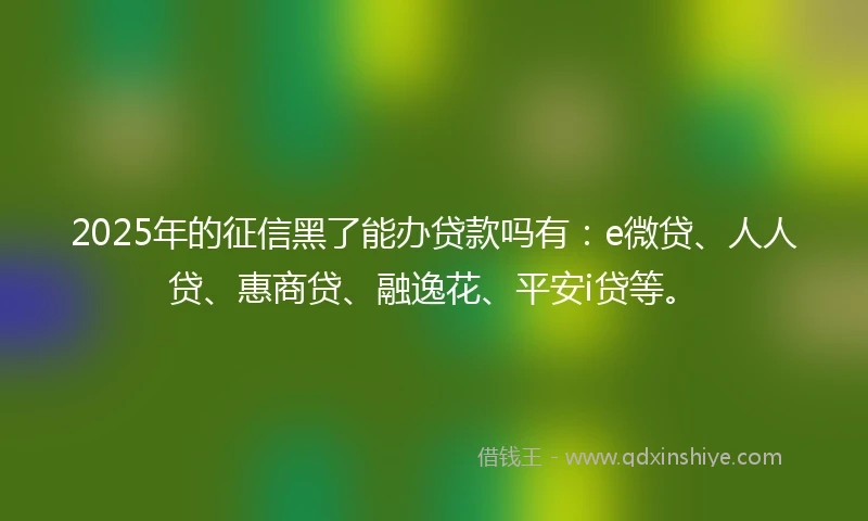 2025年的征信黑了能办贷款吗有：e微贷、人人贷、惠商贷、融逸花、平安i贷等。