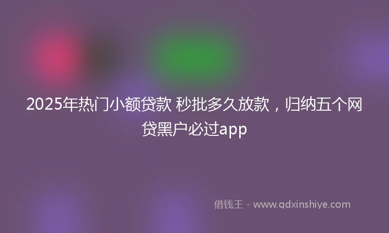 2025年热门小额贷款 秒批多久放款，归纳五个网贷黑户必过app