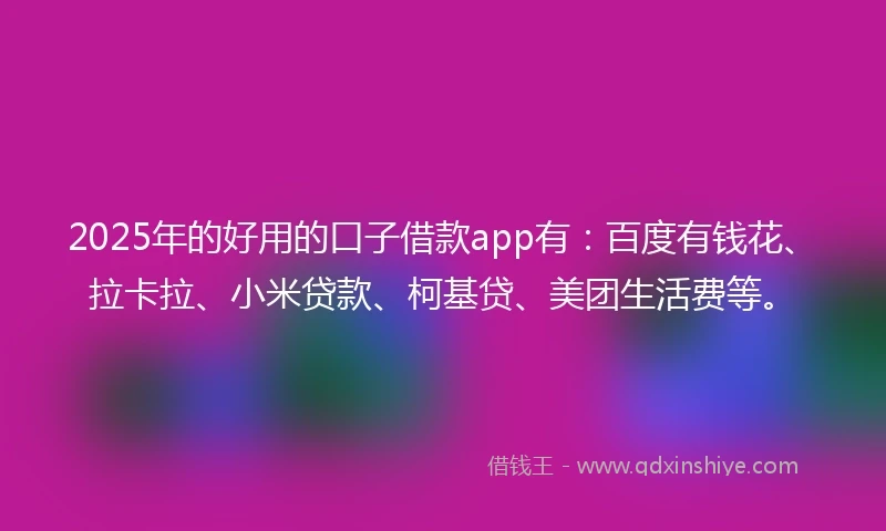2025年的好用的口子借款app有：百度有钱花、拉卡拉、小米贷款、柯基贷、美团生活费等。