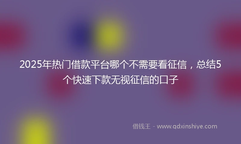 2025年热门借款平台哪个不需要看征信，总结5个快速下款无视征信的口子