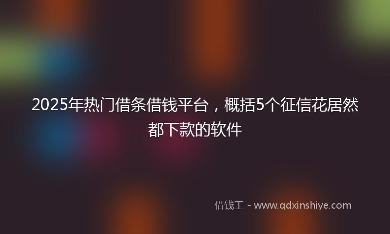 2025年热门借条借钱平台，概括5个征信花居然都下款的软件