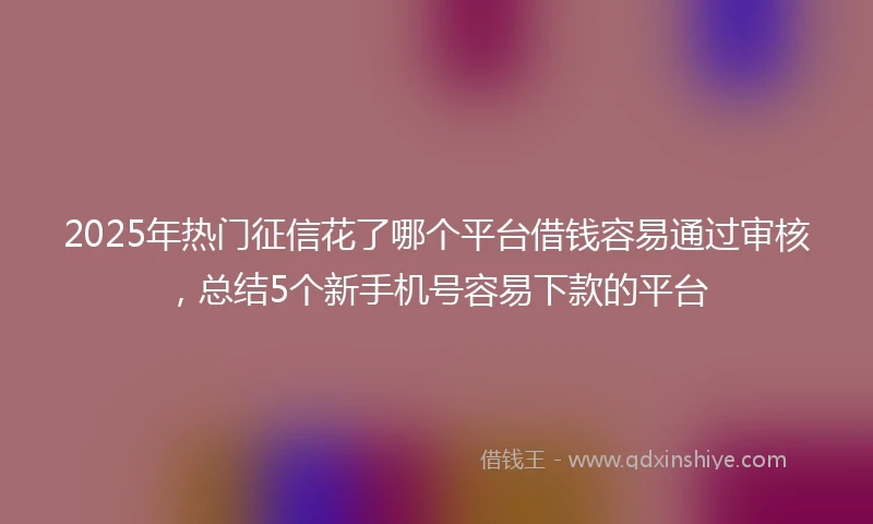 2025年热门征信花了哪个平台借钱容易通过审核，总结5个新手机号容易下款的平台