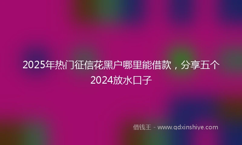 2025年热门征信花黑户哪里能借款，分享五个2024放水口子