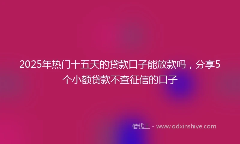 2025年热门十五天的贷款口子能放款吗，分享5个小额贷款不查征信的口子