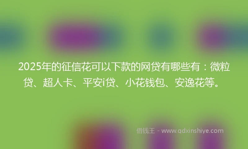 2025年的征信花可以下款的网贷有哪些有：微粒贷、超人卡、平安i贷、小花钱包、安逸花等。