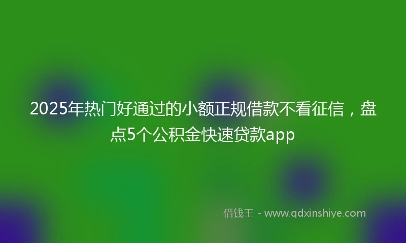 2025年热门好通过的小额正规借款不看征信,盘点5个公积金快速贷款app