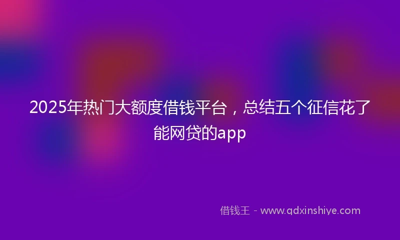 2025年热门大额度借钱平台，总结五个征信花了能网贷的app