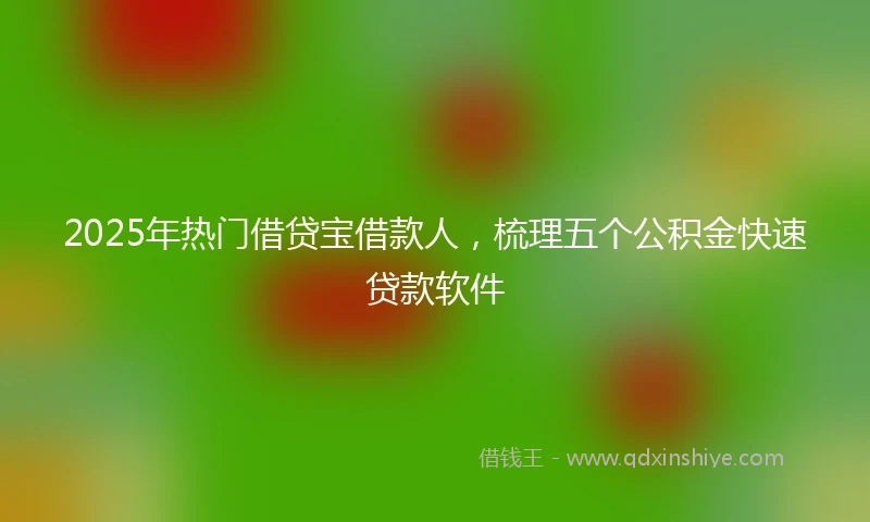 2025年热门借贷宝借款人，梳理五个公积金快速贷款软件