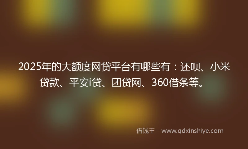 2025年的大额度网贷平台有哪些有：还呗、小米贷款、平安i贷、团贷网、360借条等。