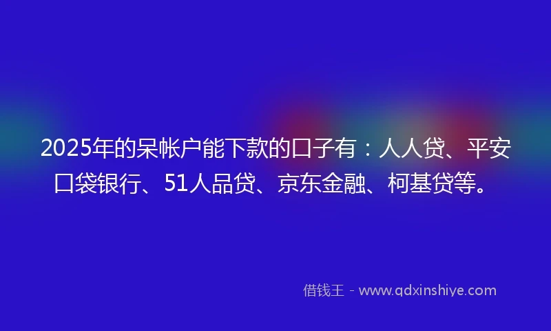 2025年的呆帐户能下款的口子有：人人贷、平安口袋银行、51人品贷、京东金融、柯基贷等。