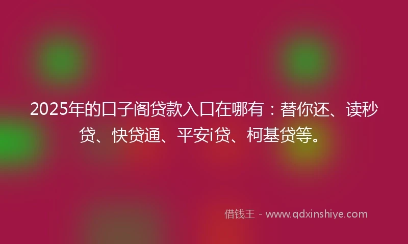 2025年的口子阁贷款入口在哪有：替你还、读秒贷、快贷通、平安i贷、柯基贷等。