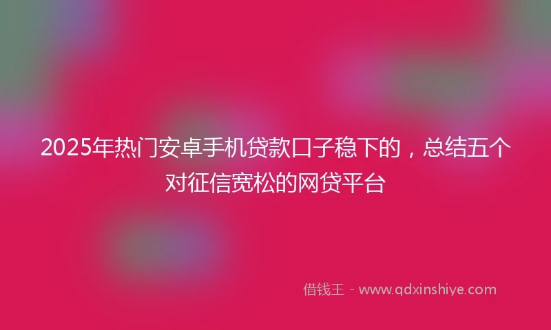 2025年热门安卓手机贷款口子稳下的，总结五个对征信宽松的网贷平台