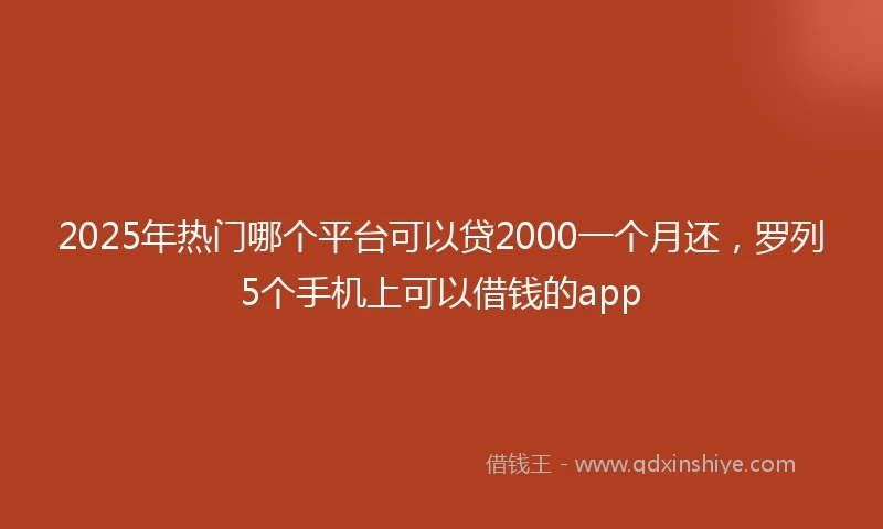 2025年热门哪个平台可以贷2000一个月还，罗列5个手机上可以借钱的app