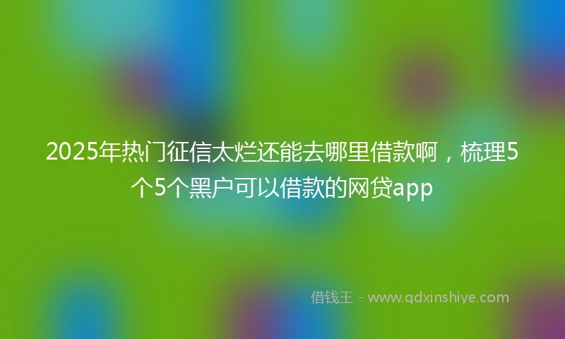 2025年热门征信太烂还能去哪里借款啊，梳理5个5个黑户可以借款的网贷app
