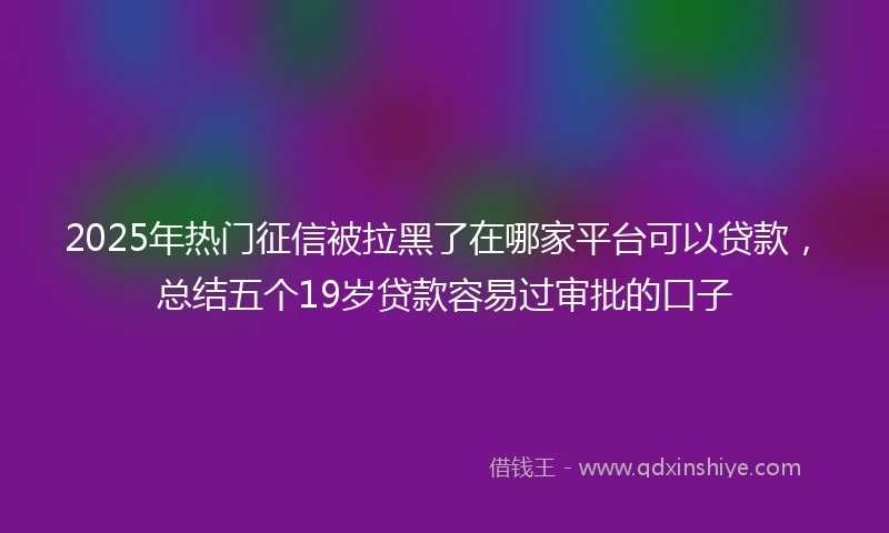 2025年热门征信被拉黑了在哪家平台可以贷款，总结五个19岁贷款容易过审批的口子