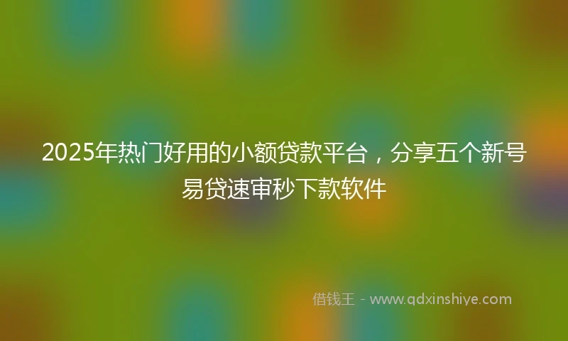 2025年热门好用的小额贷款平台，分享五个新号易贷速审秒下款软件