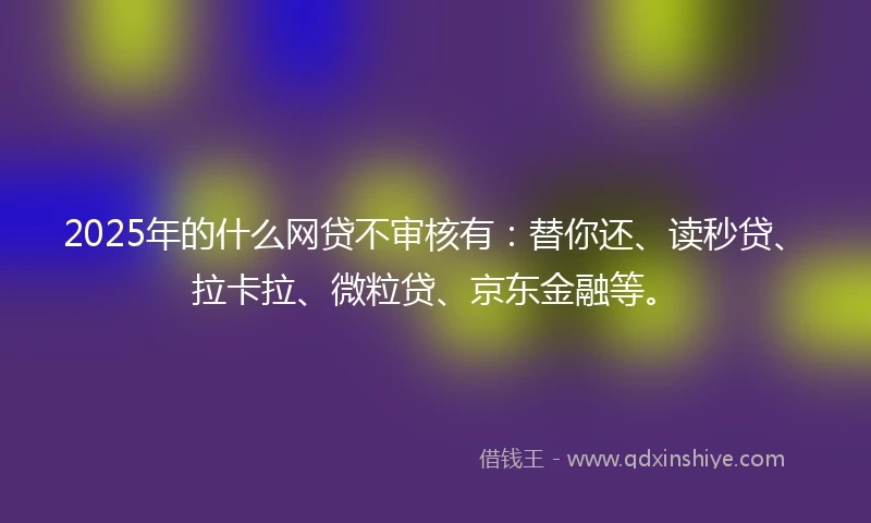 2025年的什么网贷不审核有：替你还、读秒贷、拉卡拉、微粒贷、京东金融等。