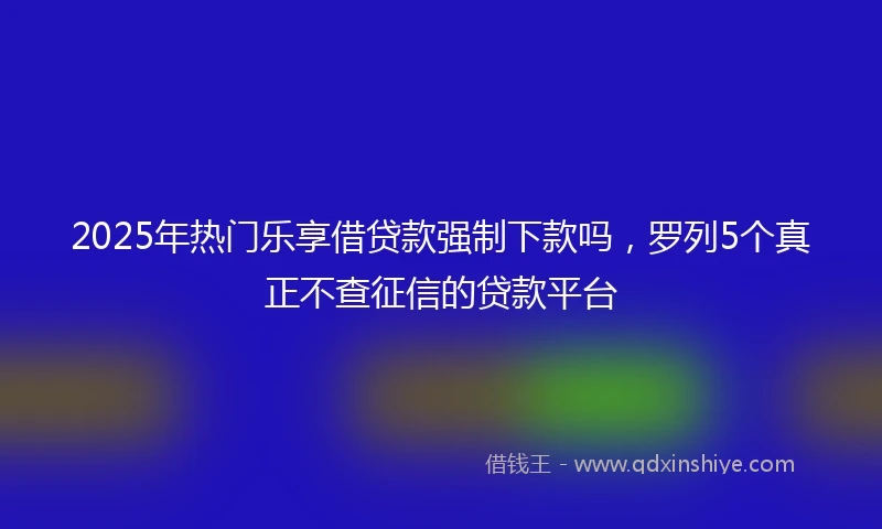 2025年热门乐享借贷款强制下款吗，罗列5个真正不查征信的贷款平台