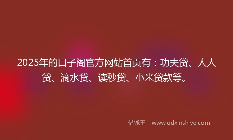 2025年的口子阁官方网站首页有：功夫贷、人人贷、滴水贷、读秒贷、小米贷款等。