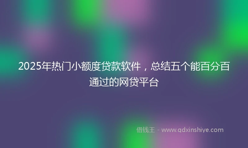 2025年热门小额度贷款软件，总结五个能百分百通过的网贷平台