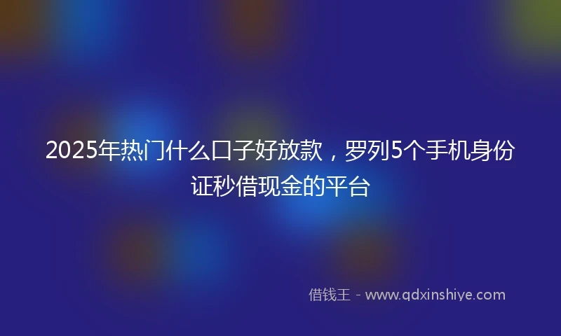 2025年热门什么口子好放款，罗列5个手机身份证秒借现金的平台